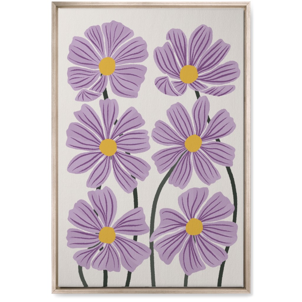 Botanical Cosmos Flowers Wall Art, Metallic, Single piece, Canvas, 20x30, Purple