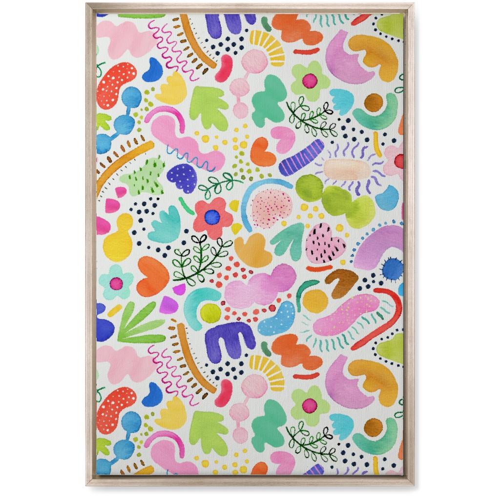 Playful Abstract Shapes - Bold Wall Art, Metallic, Single piece, Canvas, 20x30, Multicolor