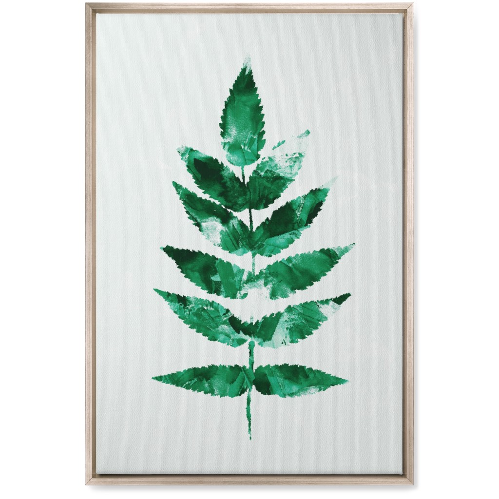Botanical Leaf Wall Art, Metallic, Single piece, Canvas, 20x30, Green