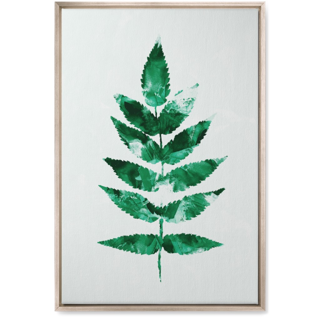 Botanical Leaf Wall Art, Metallic, Single piece, Canvas, 20x30, Green, Verdant