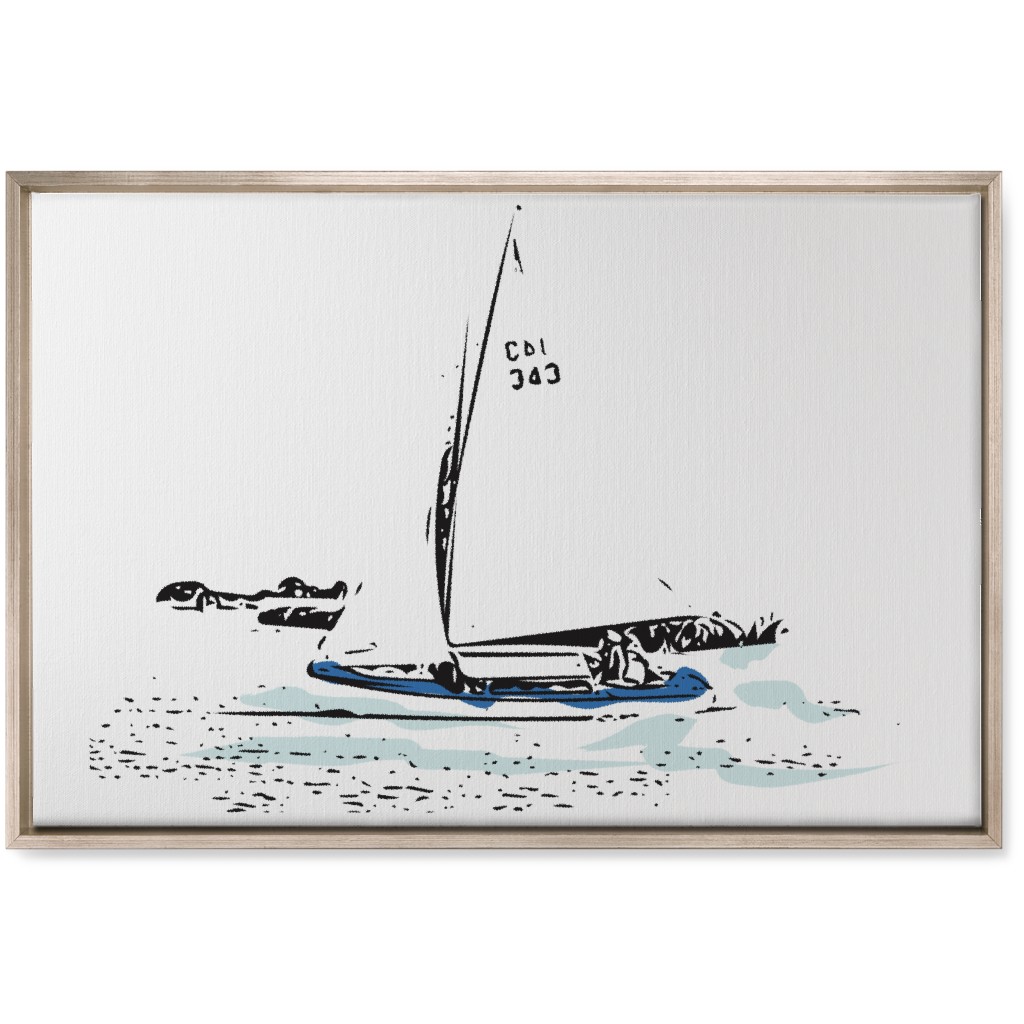 Sailing - White and Blue Wall Art, Metallic, Single piece, Canvas, 20x30, White