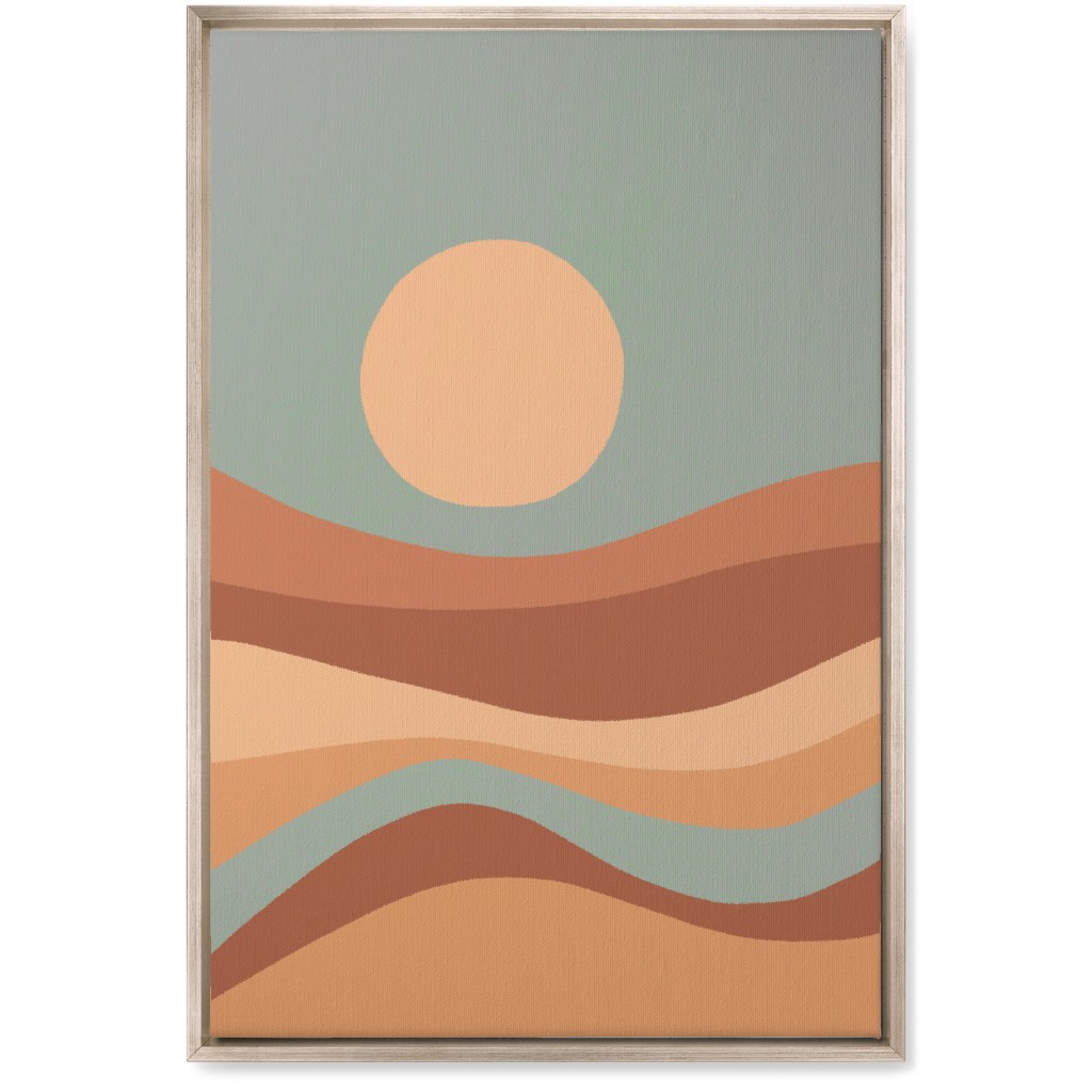 Tropical Seaside Sunrise With Waves - Blue and Orange Wall Art, Metallic, Single piece, Canvas, 20x30, Multicolor