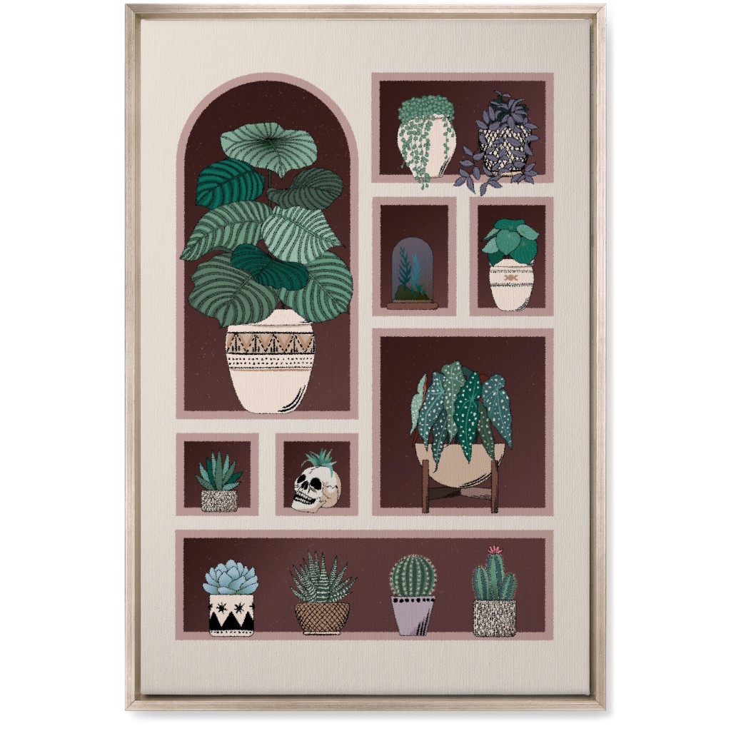 Neatly Arranged Indoor Plants - Neutral Wall Art, Metallic, Single piece, Canvas, 20x30, Multicolor