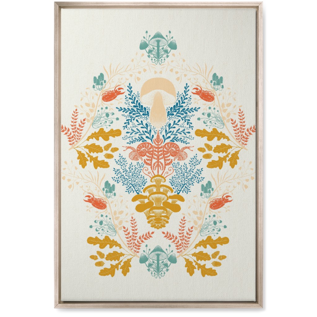 Mushroom Forest Wall Art, Metallic, Single piece, Canvas, 20x30, Multicolor, White