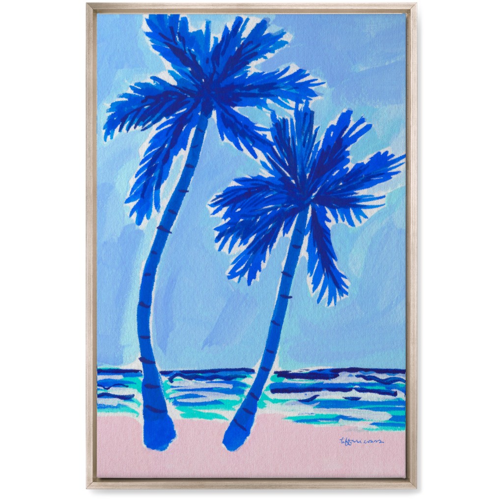 Palm Beach Vibes - Blue Wall Art, Metallic, Single piece, Canvas, 20x30, Blue