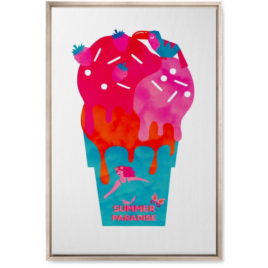 Summer Ice Cream Paradise - Multi Wall Art, Metallic, Single piece, Canvas, 20x30, Multicolor