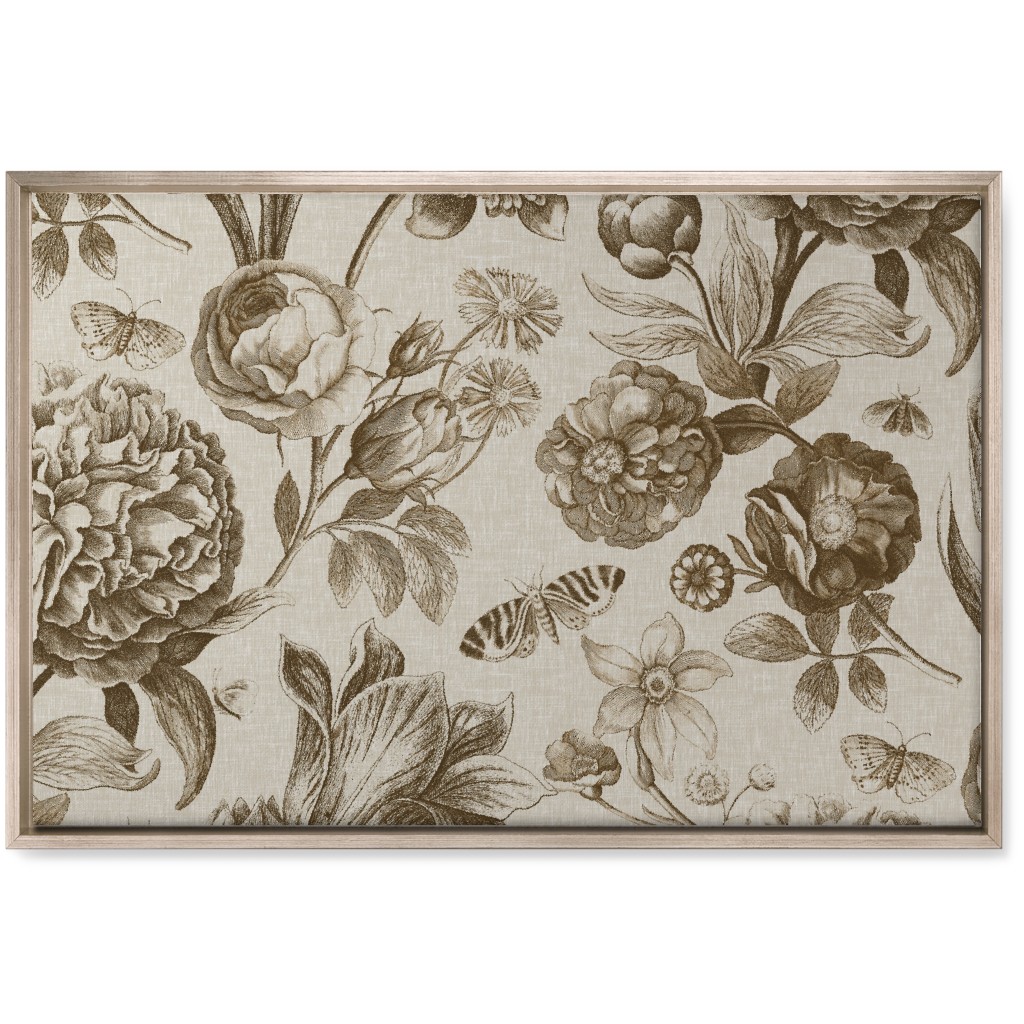 Windsor Botanical in Oyster Wall Art, Metallic, Single piece, Canvas, 20x30, Brown, Brown