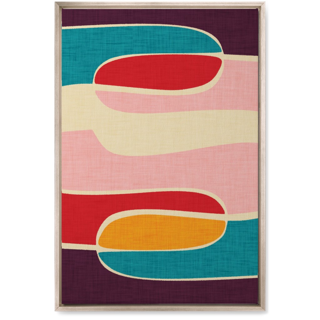 Mid Century Mod Retro Waves - Multi Wall Art, Metallic, Single piece, Canvas, 20x30, Multicolor