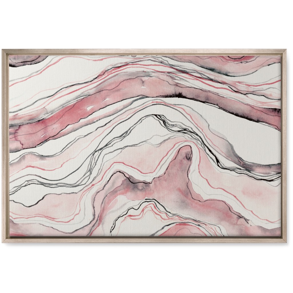 Marbled Watercolor Stone - Pink Wall Art, Metallic, Single piece, Canvas, 20x30, Pink, Bright Pink