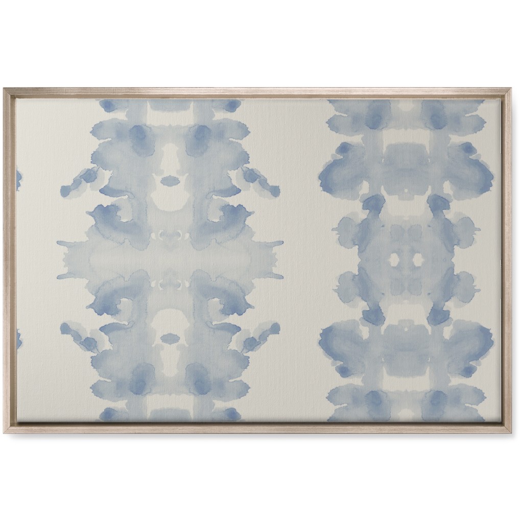Double Inkblot - Light Blue and Cream Wall Art, Metallic, Single piece, Canvas, 20x30, Blue, True Blue
