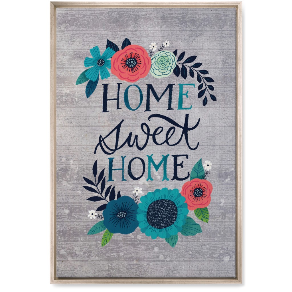 Home Sweet Home - Gray Wall Art, Metallic, Single piece, Canvas, 20x30, Gray