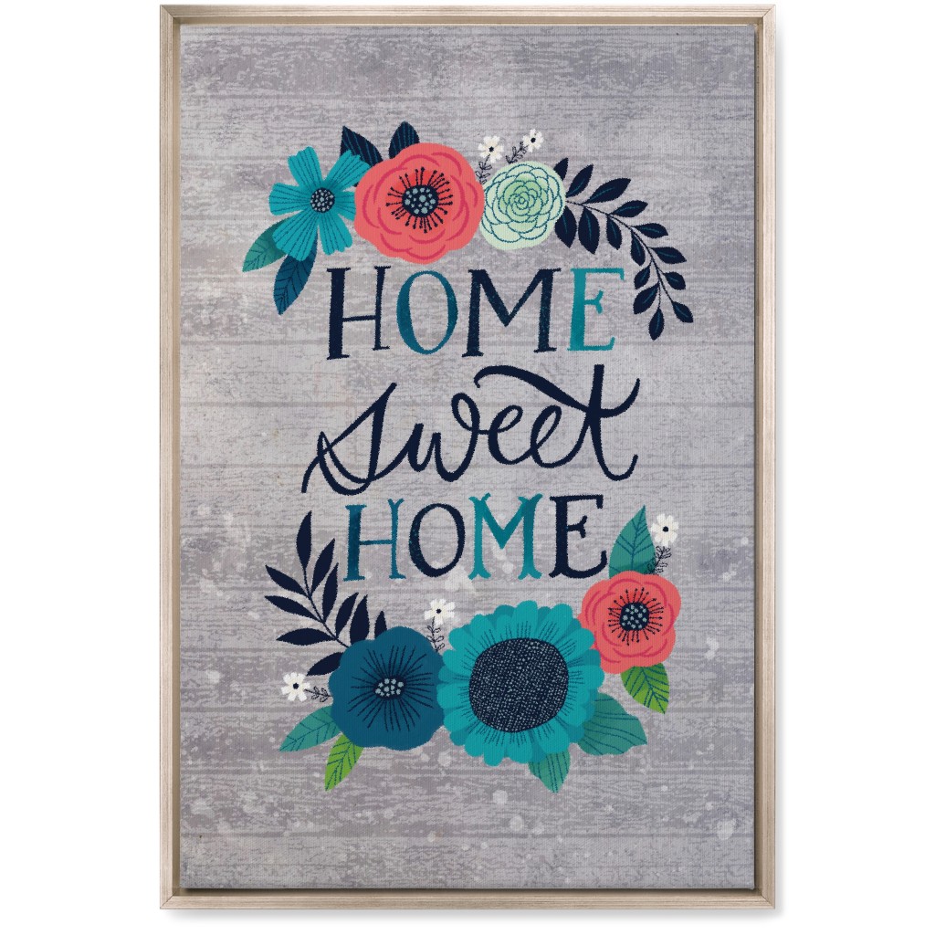Home Sweet Home - Gray Wall Art, Metallic, Single piece, Canvas, 20x30, Gray, Gray