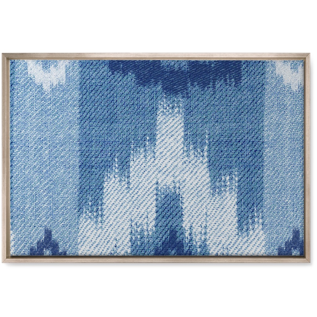 Blue Ikat Wall Art, Metallic, Single piece, Canvas, 20x30, Blue