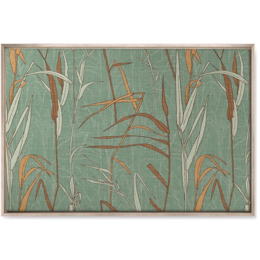 Late Summer Grasses Wall Art, Metallic, Single piece, Canvas, 24x36, Green, Classic Green