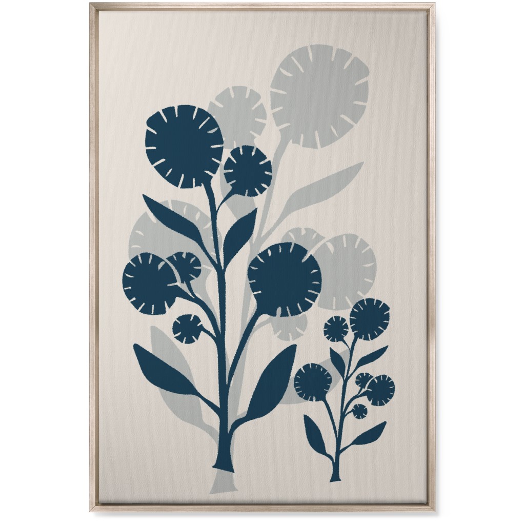 Abstract Flower Wall Art, Metallic, Single piece, Canvas, 24x36, Blue