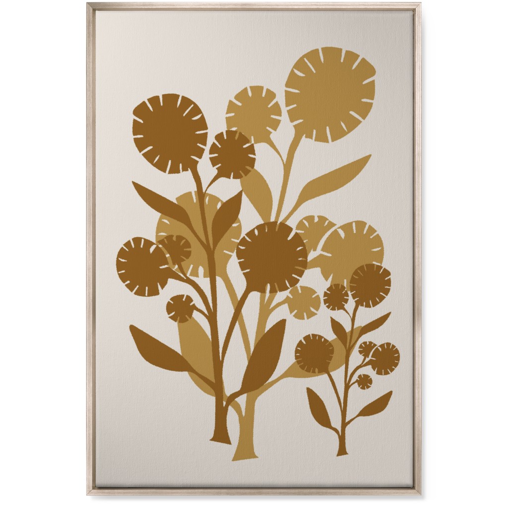 Abstract Flower Wall Art, Metallic, Single piece, Canvas, 24x36, Brown