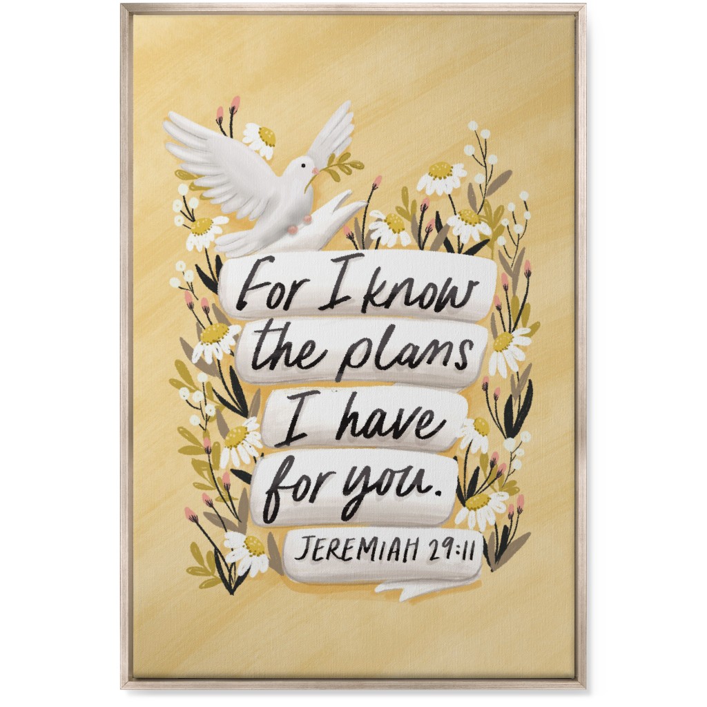 for I Know the Plans I Have for You - Yellow Wall Art, Metallic, Single piece, Canvas, 24x36, Yellow, Classic Yellow
