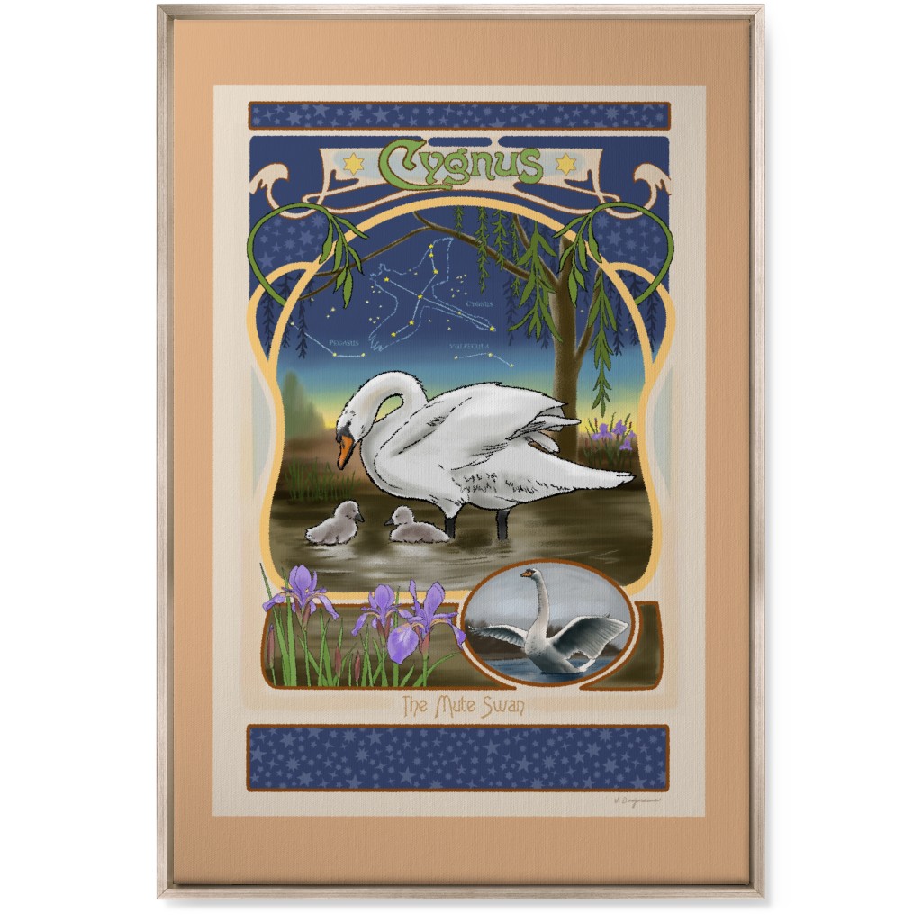Art Nouveau Swan Wall Art, Metallic, Single piece, Canvas, 24x36, Multicolor
