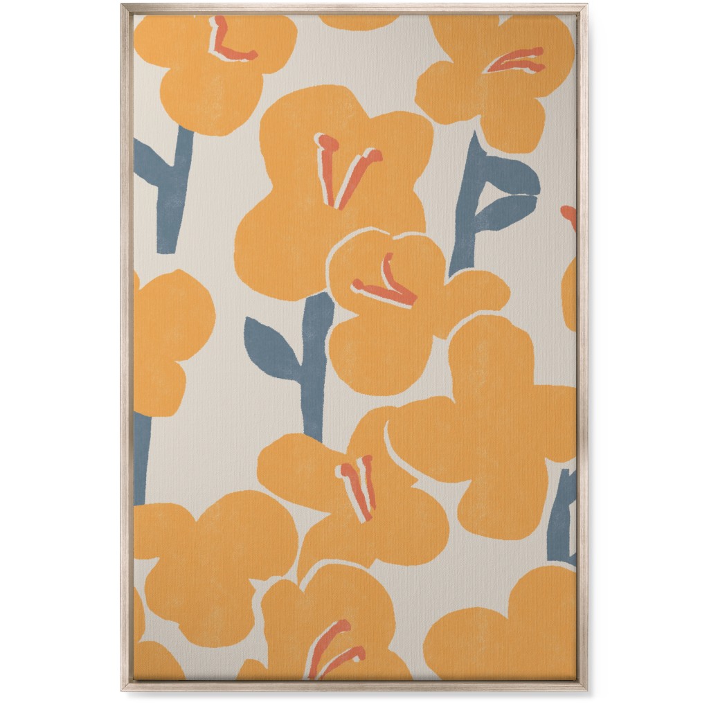 Field of Mod Flowers - Yellow Wall Art, Metallic, Single piece, Canvas, 24x36, Yellow, Classic Yellow