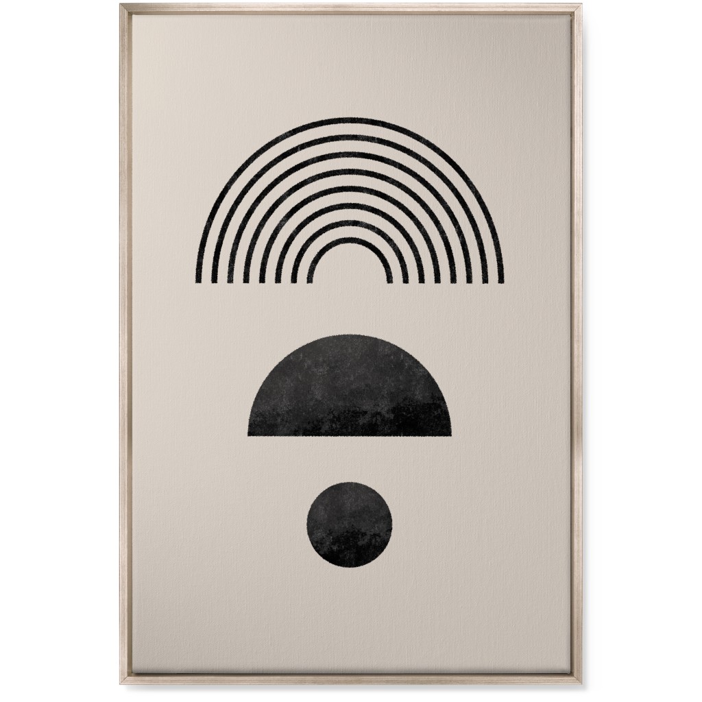 Minimal Rainbow and Geometric - Neutral Wall Art, Metallic, Single piece, Canvas, 24x36, Beige