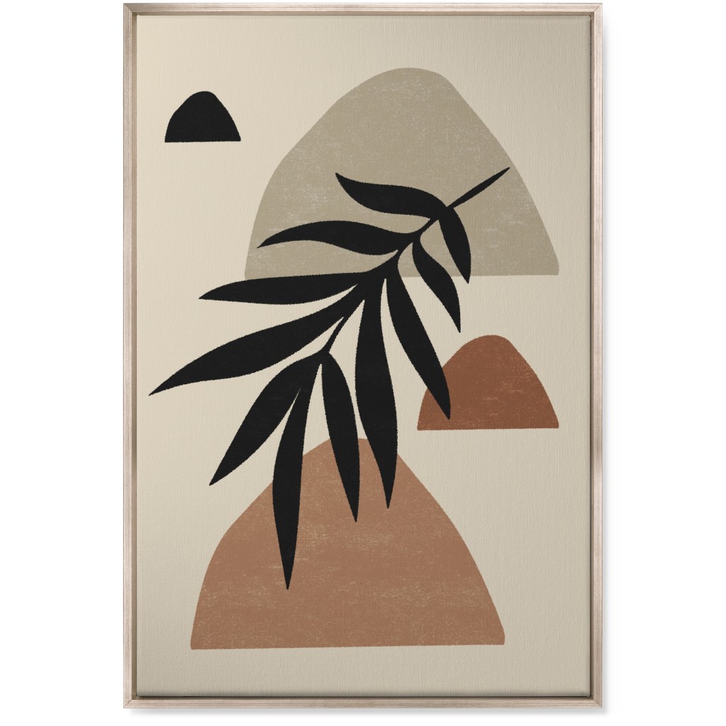 Abstract Palm - Neutral Wall Art, Metallic, Single piece, Canvas, 24x36, Beige