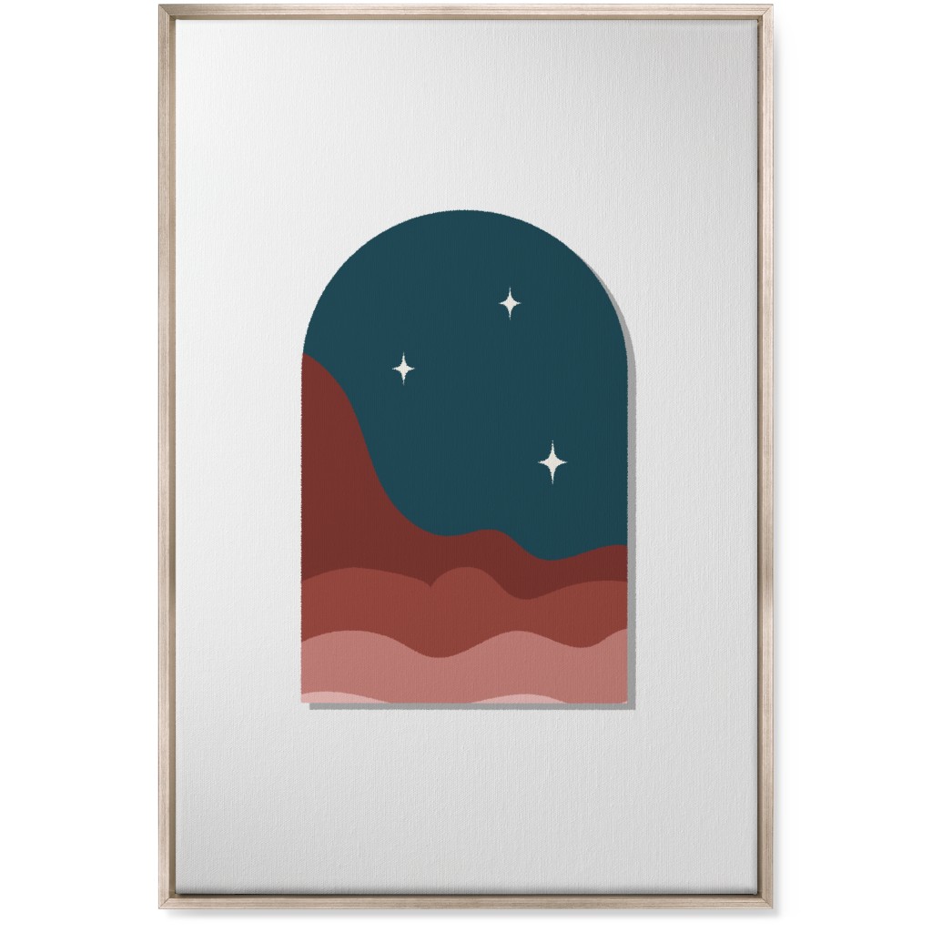 Abstract Landscapes in Windows Night Wall Art, Metallic, Single piece, Canvas, 24x36, Multicolor, Slate Blue