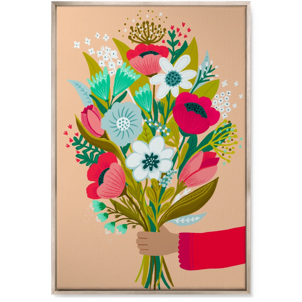 Happy Day Bunch - Multi on Pink Wall Art, Metallic, Single piece, Canvas, 24x36, Multicolor