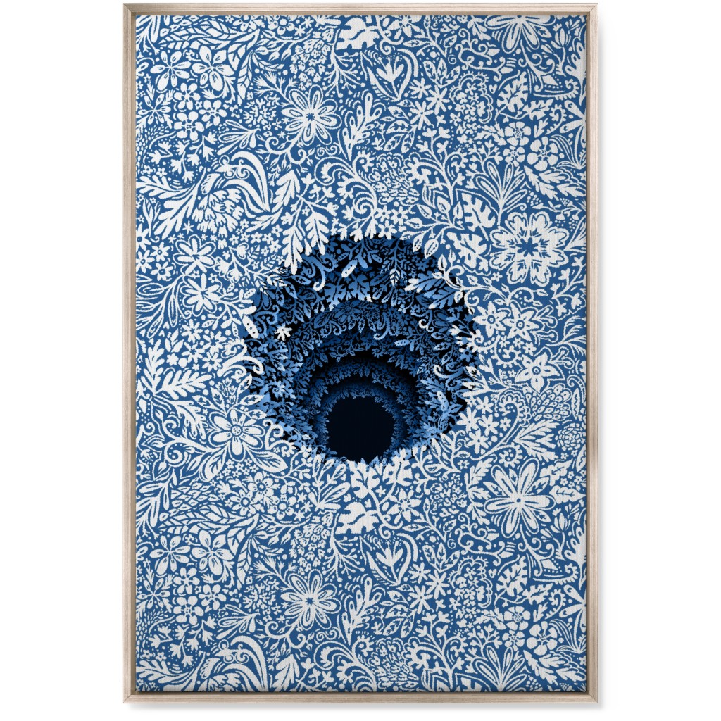 Deep Down Colorful Floral Abstract Wall Art, Metallic, Single piece, Canvas, 24x36, Blue, Mist
