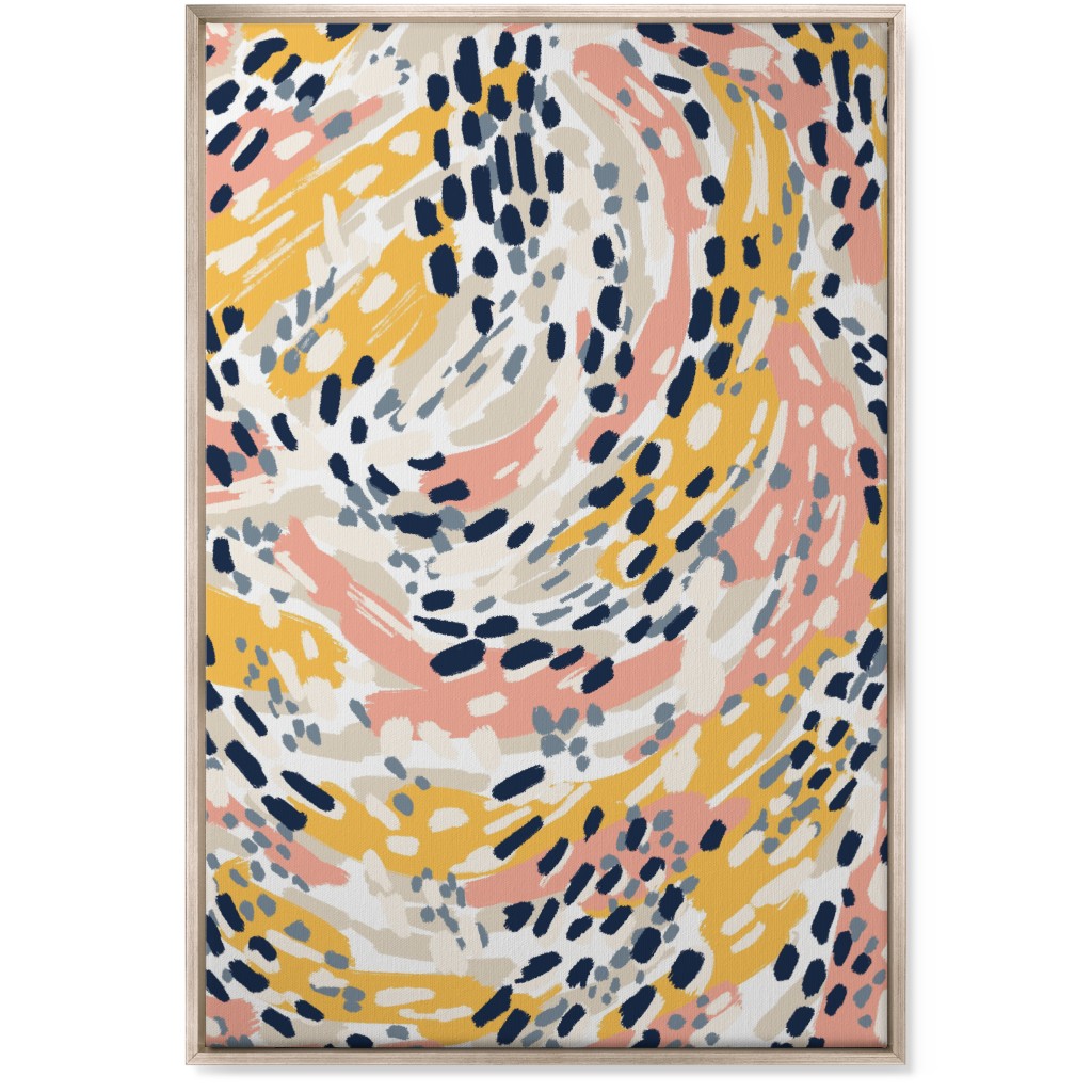 Abstract Painterly Swirls, Dots and Brushstrokes - Multi Wall Art, Metallic, Single piece, Canvas, 24x36, Multicolor