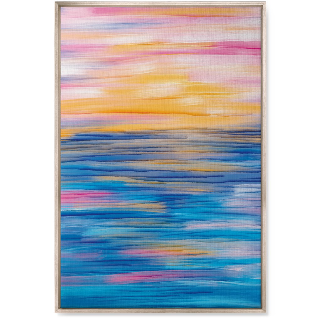 Abstract Sunset Over Water - Multi Wall Art, Metallic, Single piece, Canvas, 24x36, Multicolor