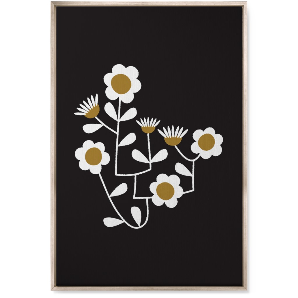Mod Hanging Floral Wall Art, Metallic, Single piece, Canvas, 24x36, Black
