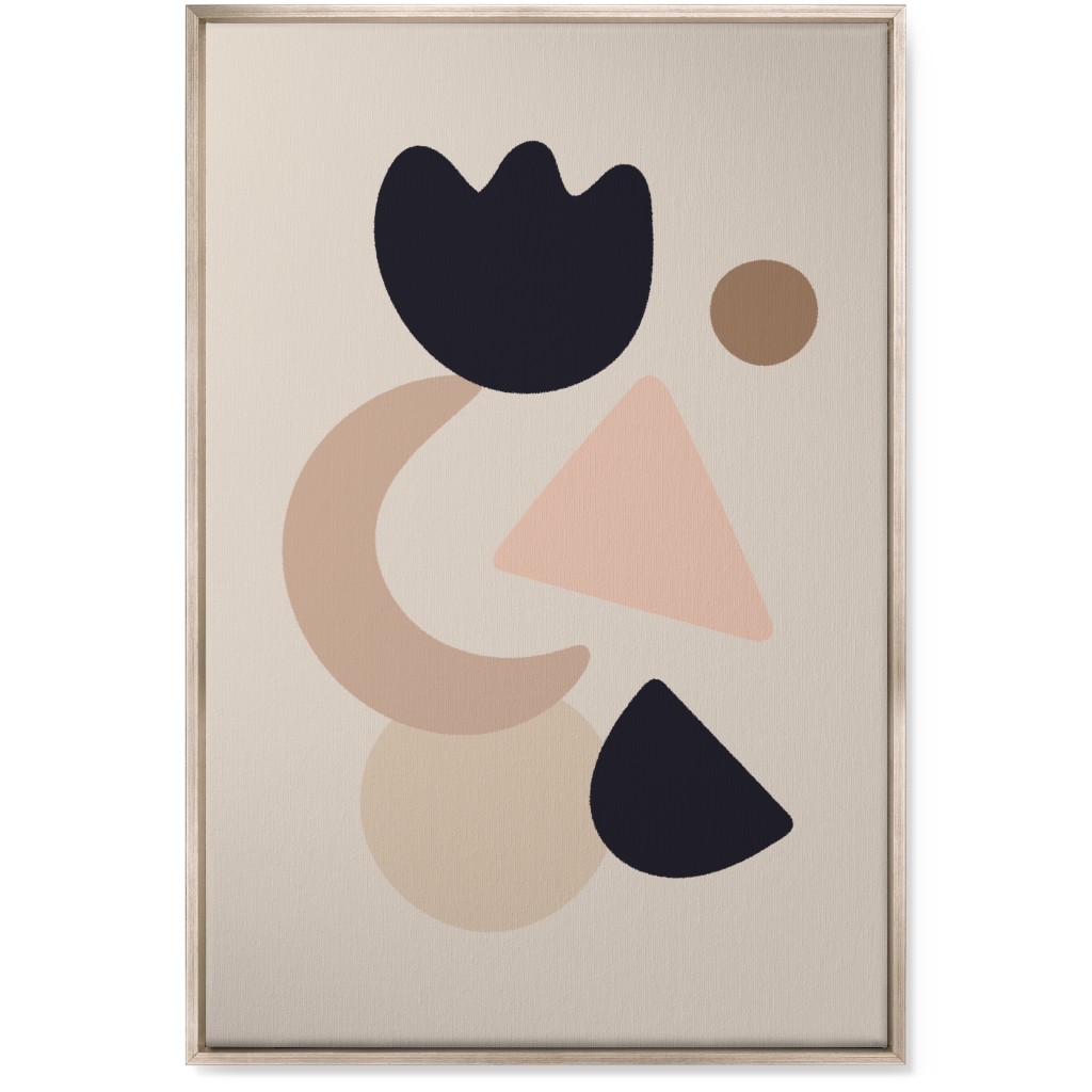Abstract Shape Collage - Neutral Wall Art, Metallic, Single piece, Canvas, 24x36, Beige