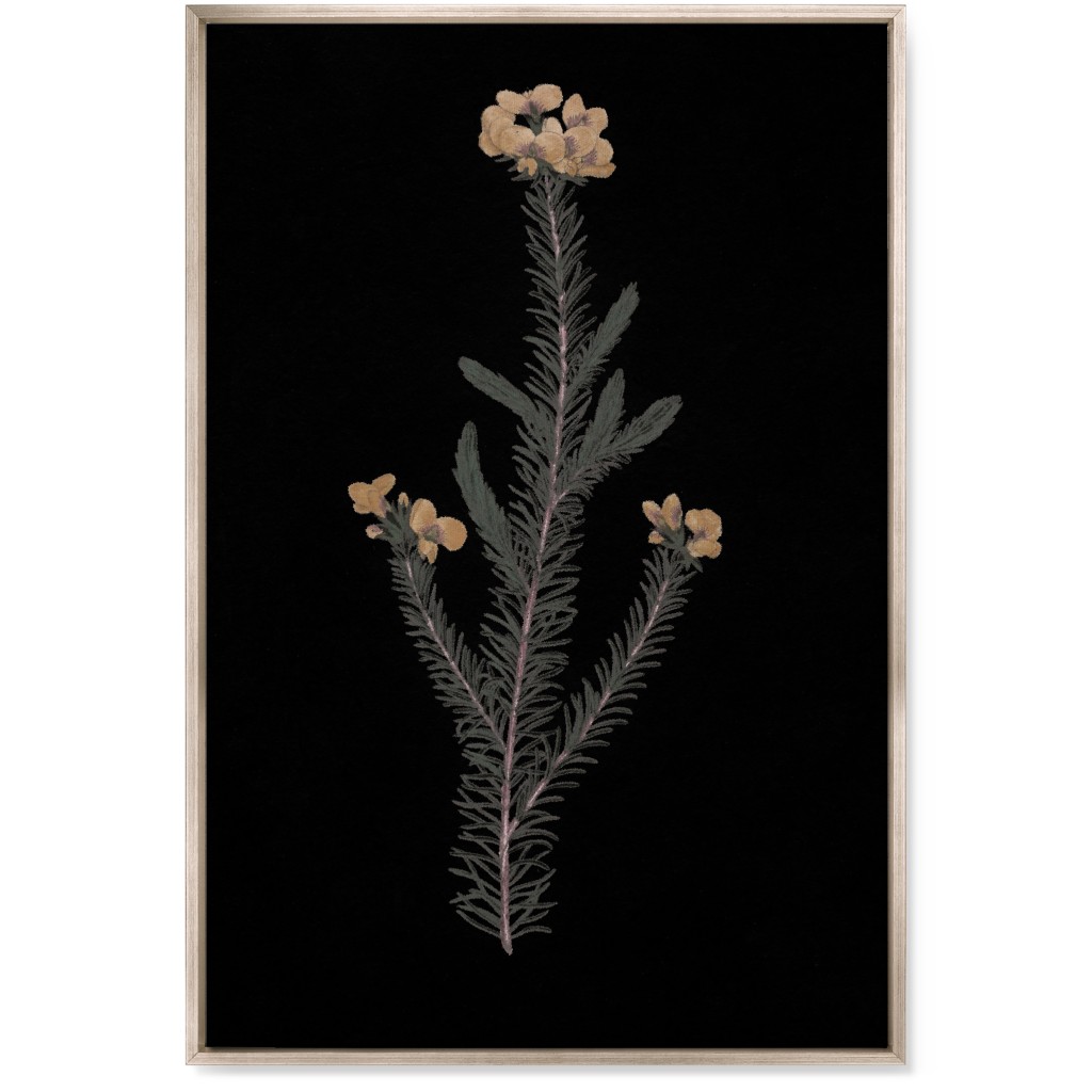 Midnight Botanical - Black and Green Wall Art, Metallic, Single piece, Canvas, 24x36, Black, Black