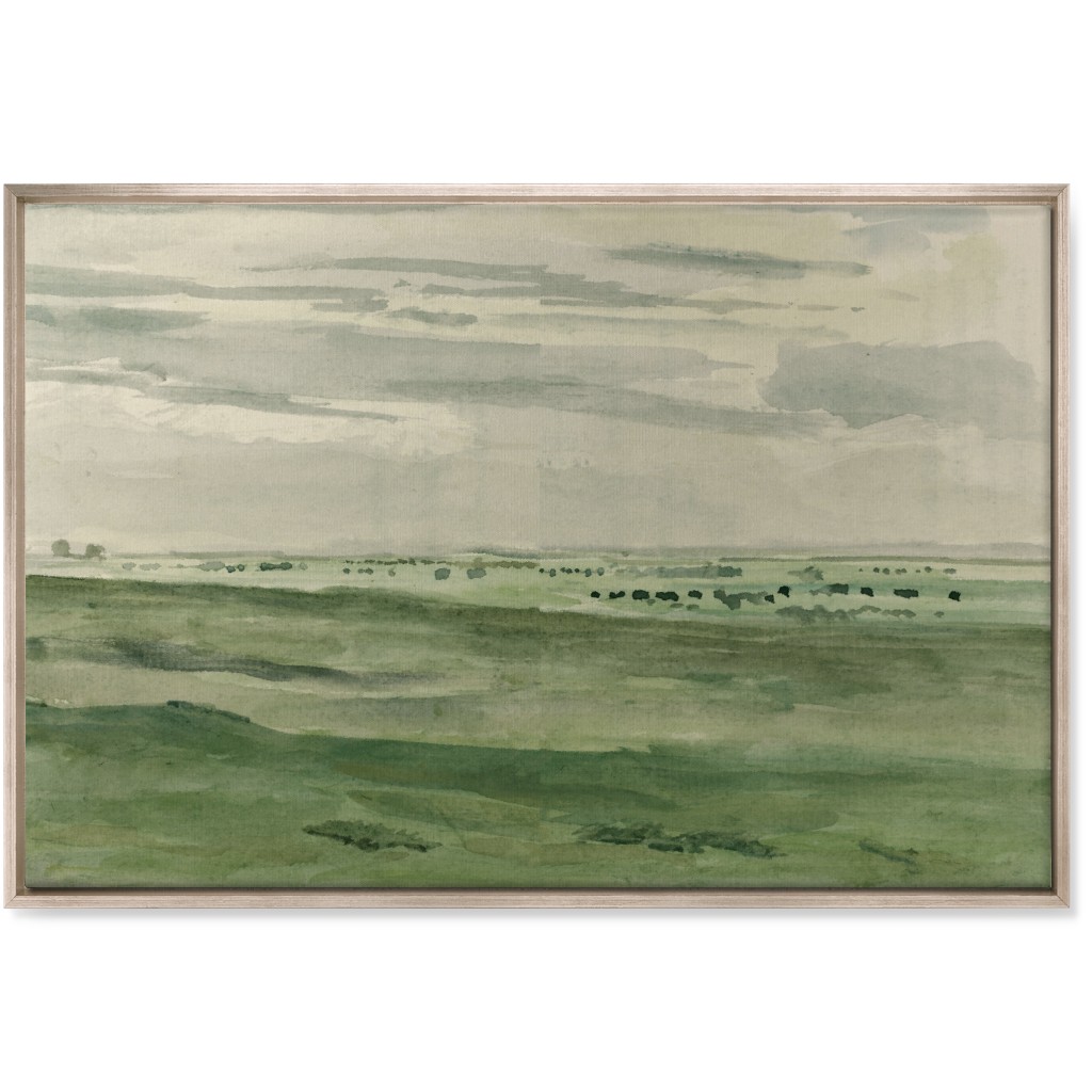 Watercolor Fields Wall Art, Metallic, Single piece, Canvas, 24x36, Green, Classic Green