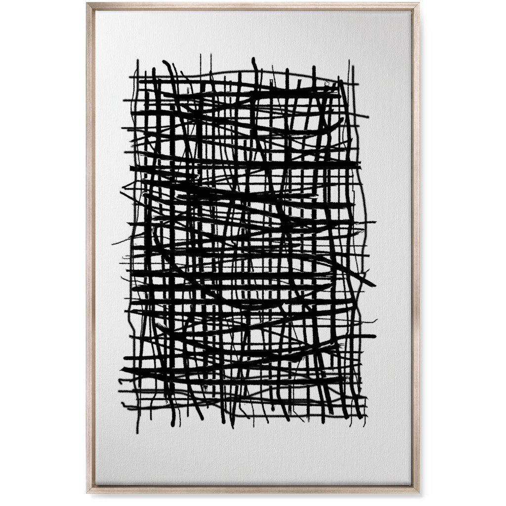 Woven Abstraction - Black on White Wall Art, Metallic, Single piece, Canvas, 24x36, Black