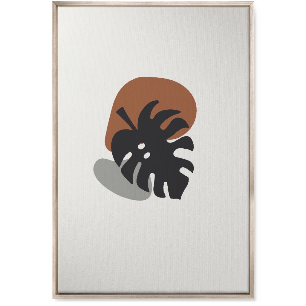 Shapes and Fern Leaf Ii Wall Art, Metallic, Single piece, Canvas, 24x36, Brown, Toast