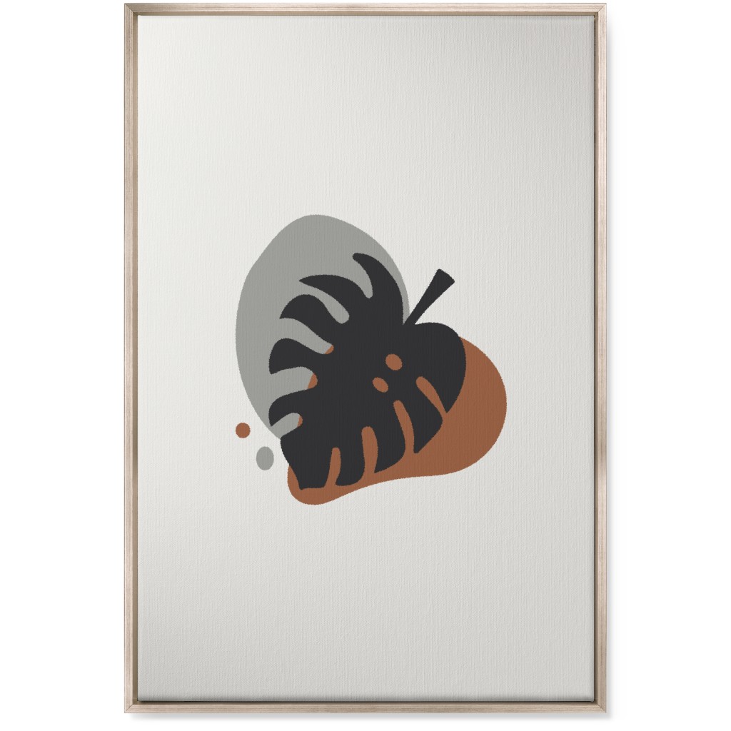 Shapes and Fern Leaf Iv Wall Art, Metallic, Single piece, Canvas, 24x36, Brown, Silver Lining