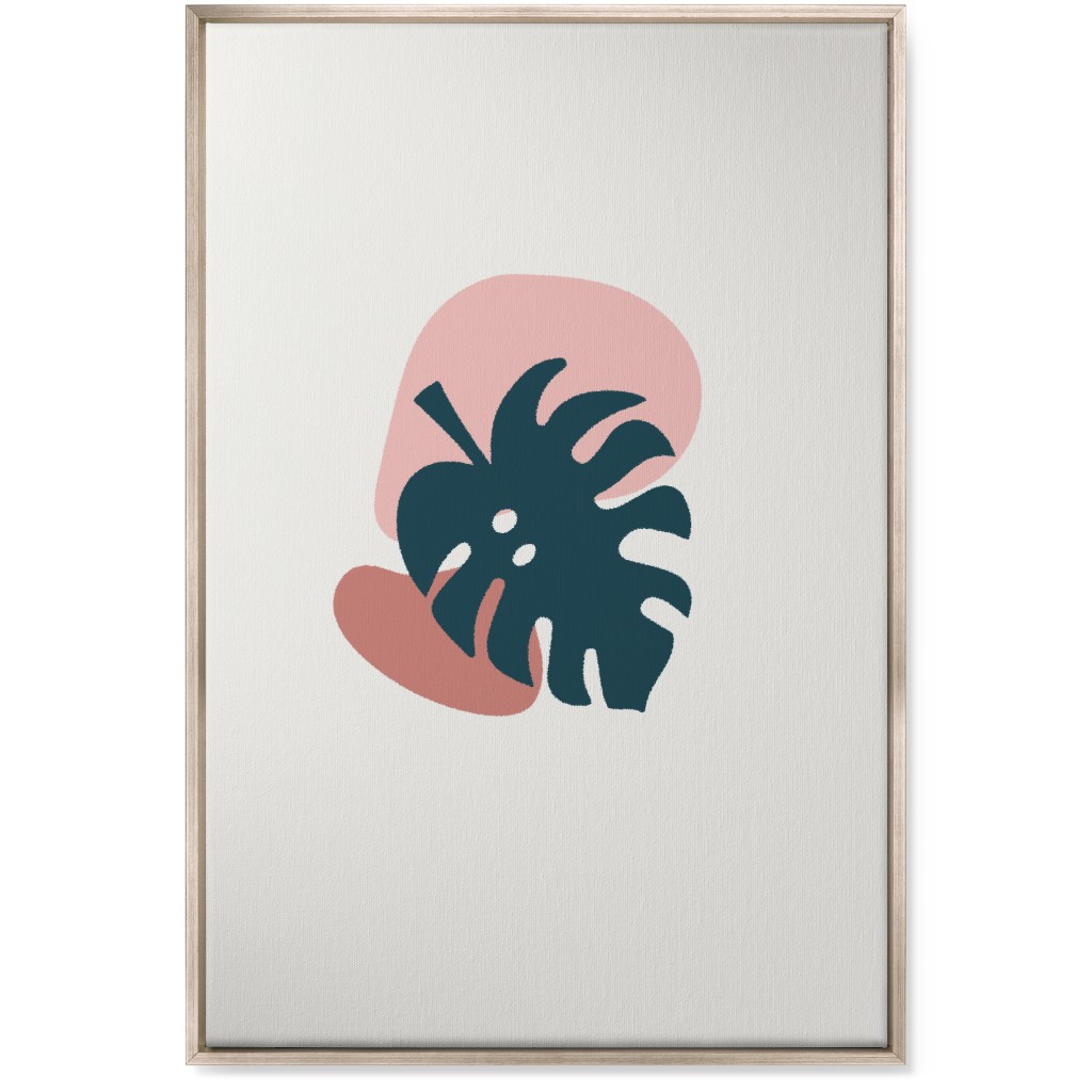 Shapes and Fern Leaf Ii Wall Art, Metallic, Single piece, Canvas, 24x36, Pink, Whisper