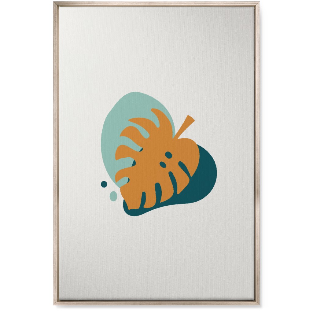 Shapes and Fern Leaf Iv Wall Art, Metallic, Single piece, Canvas, 24x36, Multicolor