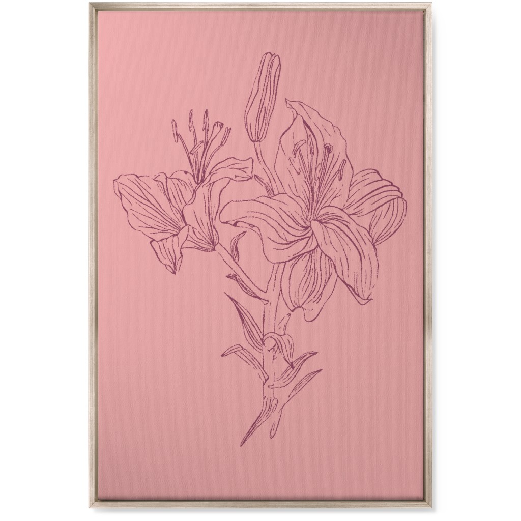 Lily - Pink Wall Art, Metallic, Single piece, Canvas, 24x36, Pink, Bright Pink