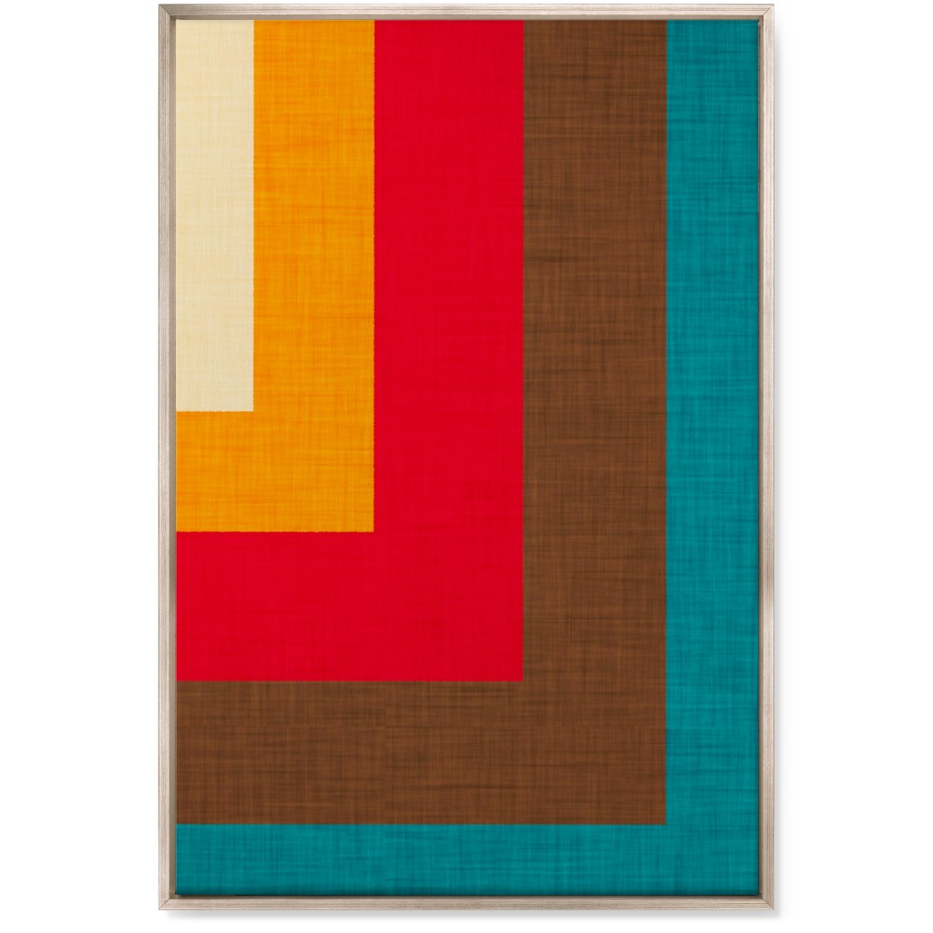 Abstract Mod Cube Wall Art, Metallic, Single piece, Canvas, 24x36, Multicolor, Red