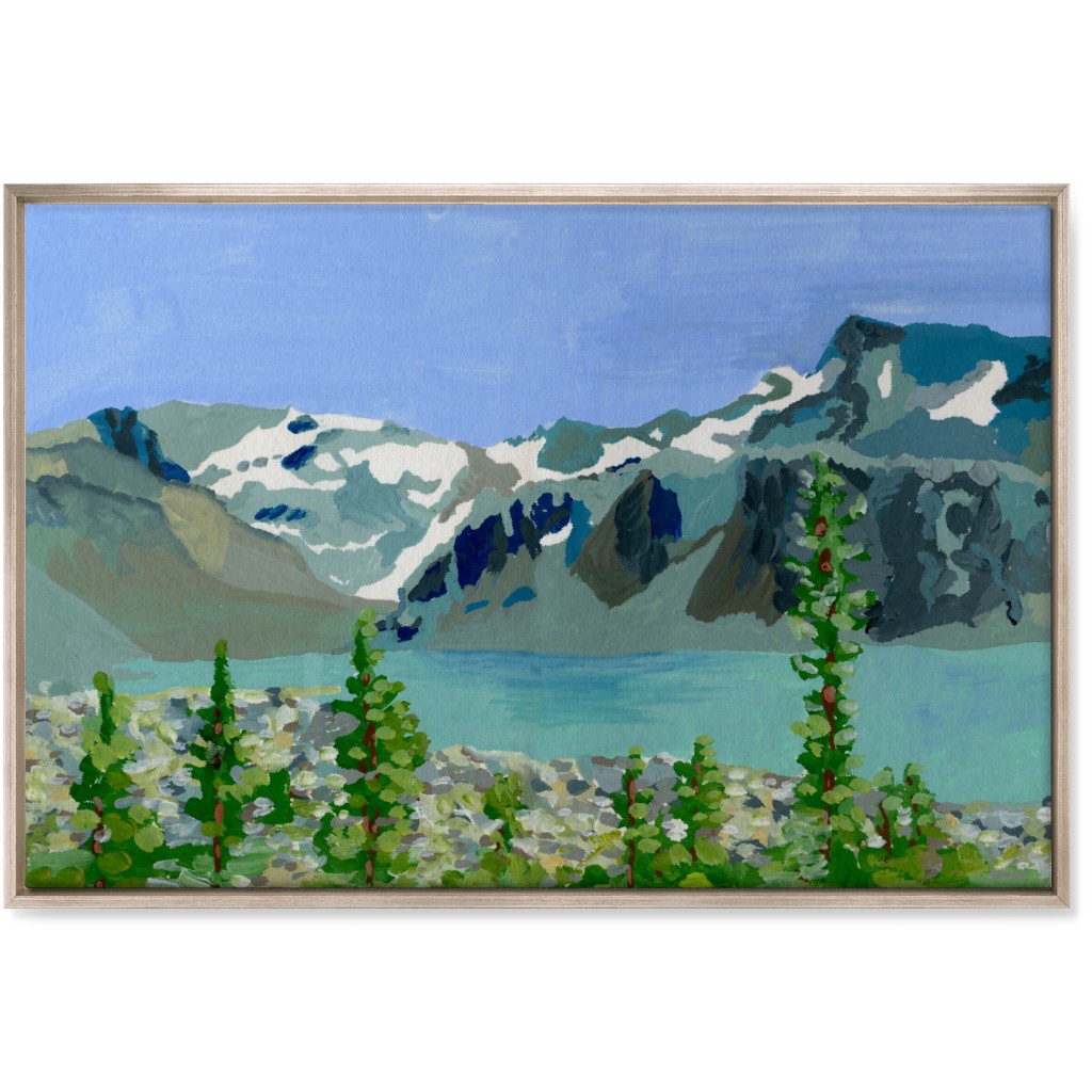 Lake Wedgemount Painting Wall Art, Metallic, Single piece, Canvas, 24x36, Blue, True Blue