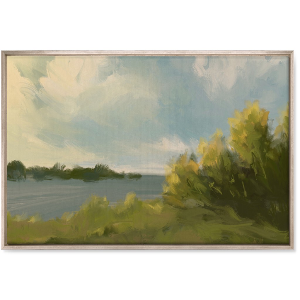 Lake View Wall Art, Metallic, Single piece, Canvas, 24x36, Green
