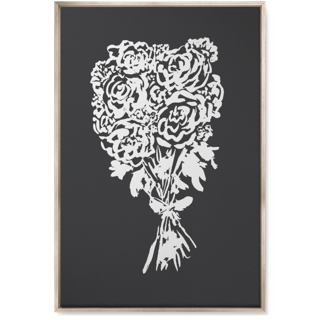 Summer Bouquet Wall Art, Metallic, Single piece, Canvas, 24x36, Gray, Gray