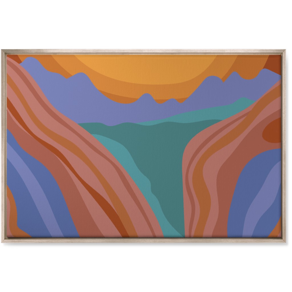 Minimalist Canyon River Sunset - Multi Wall Art, Metallic, Single piece, Canvas, 24x36, Multicolor