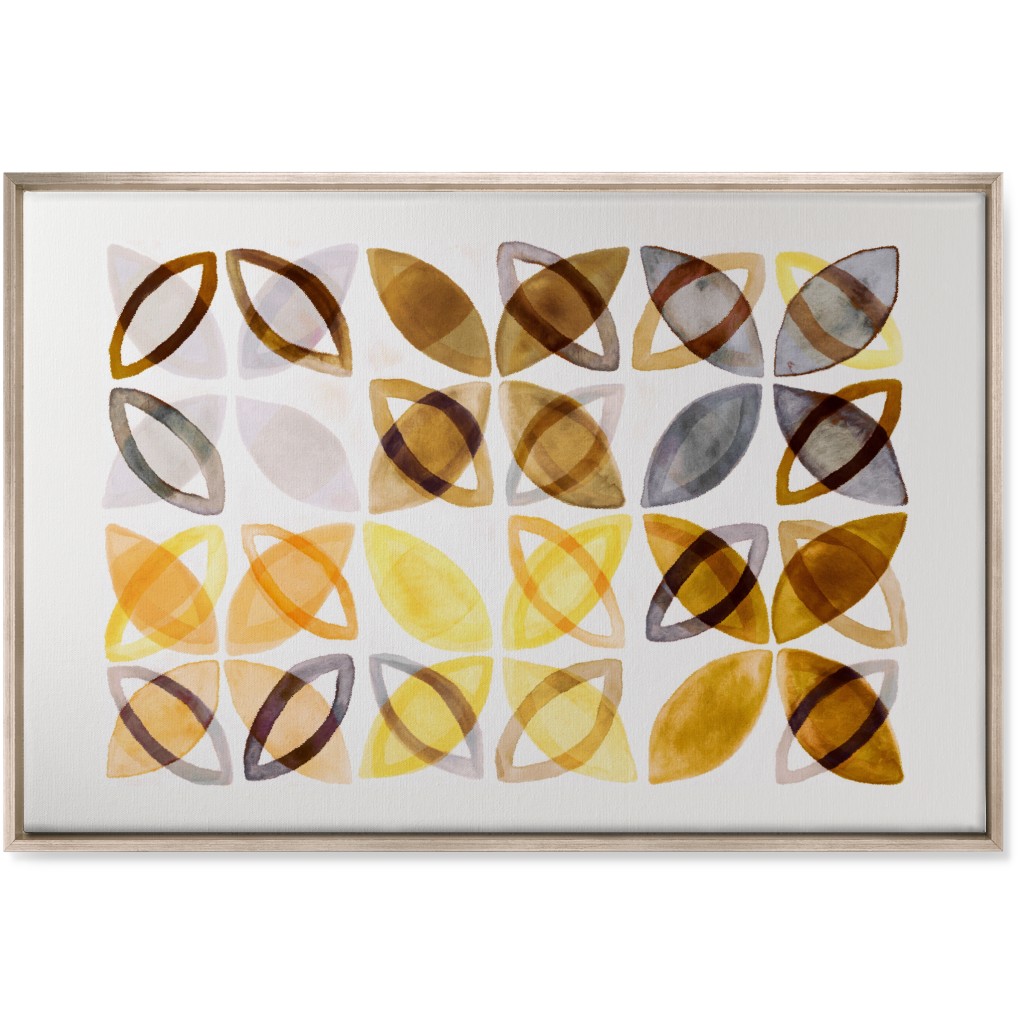 Washed Watercolor Shapes Wall Art, Metallic, Single piece, Canvas, 24x36, Yellow