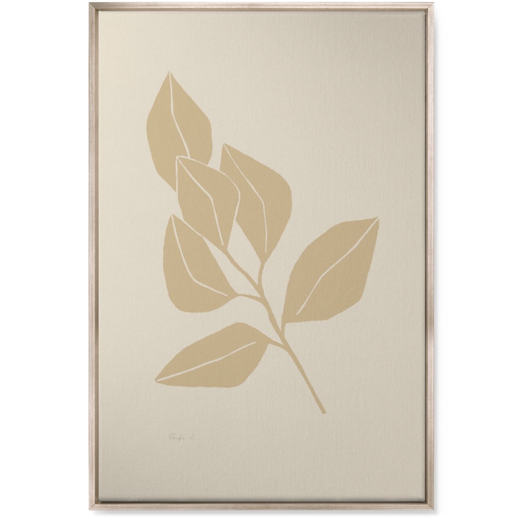 Botanical Ficus - Neutral Wall Art, Metallic, Single piece, Canvas, 24x36, Beige, Pearl