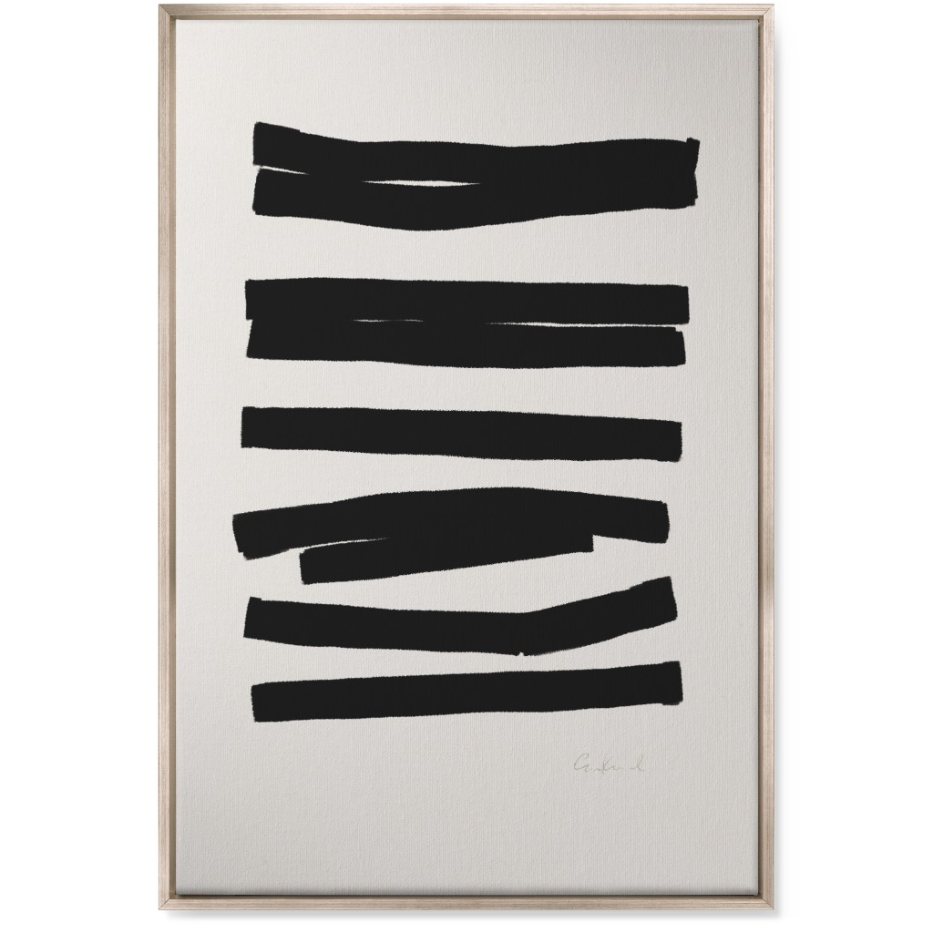 Bold Stripes Abstract Ii Wall Art, Metallic, Single piece, Canvas, 24x36, Black, Antique White