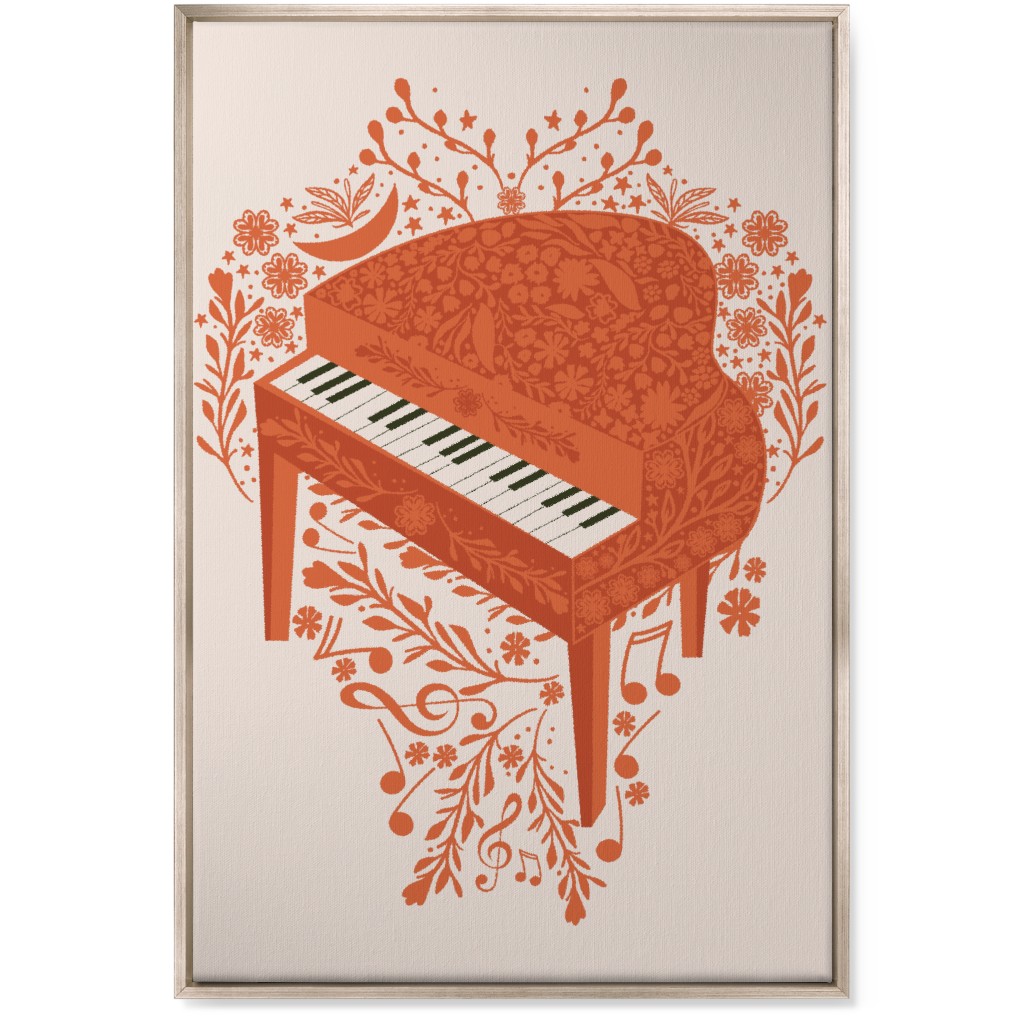 the Grand Piano - Red Wall Art, Metallic, Single piece, Canvas, 24x36, Red, Red