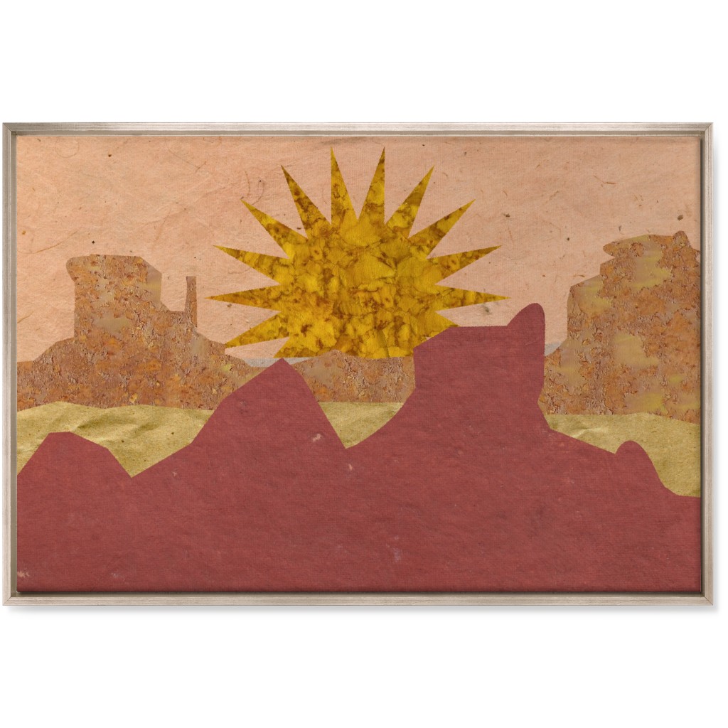 Textured Canyon Sunset - Warm Wall Art, Metallic, Single piece, Canvas, 24x36, Orange